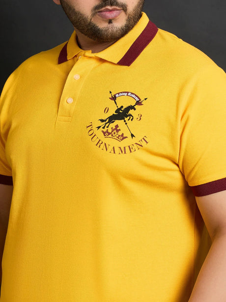 Men Plus Size Jamaica-Yellow Printed Polo Tshirt - bigbanana