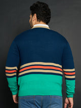 Men Plus Size Leon Colourblocked Sweater - bigbanana