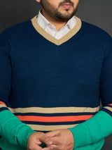 Men Plus Size Leon Colourblocked Sweater - bigbanana