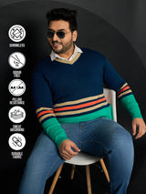Men Plus Size Leon Colourblocked Sweater - bigbanana