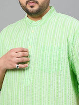 Men Plus Size Jaylen Striped Short Kurta