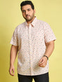 Men Plus Size Jotham White Floral Print Peach Color Shirt - bigbanana