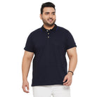 Men Plus Size Joy-Blue Textured Polo Tshirt - bigbanana