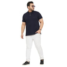 Men Plus Size Joy-Blue Textured Polo Tshirt - bigbanana