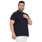 Men Plus Size Joy-Blue Textured Polo Tshirt - bigbanana