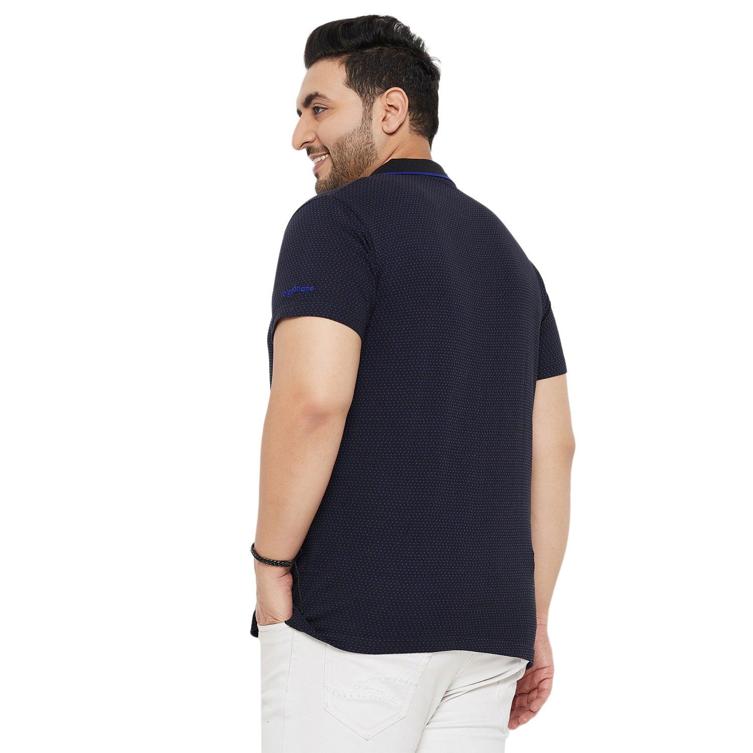 Men Plus Size Joy-Blue Textured Polo Tshirt - bigbanana