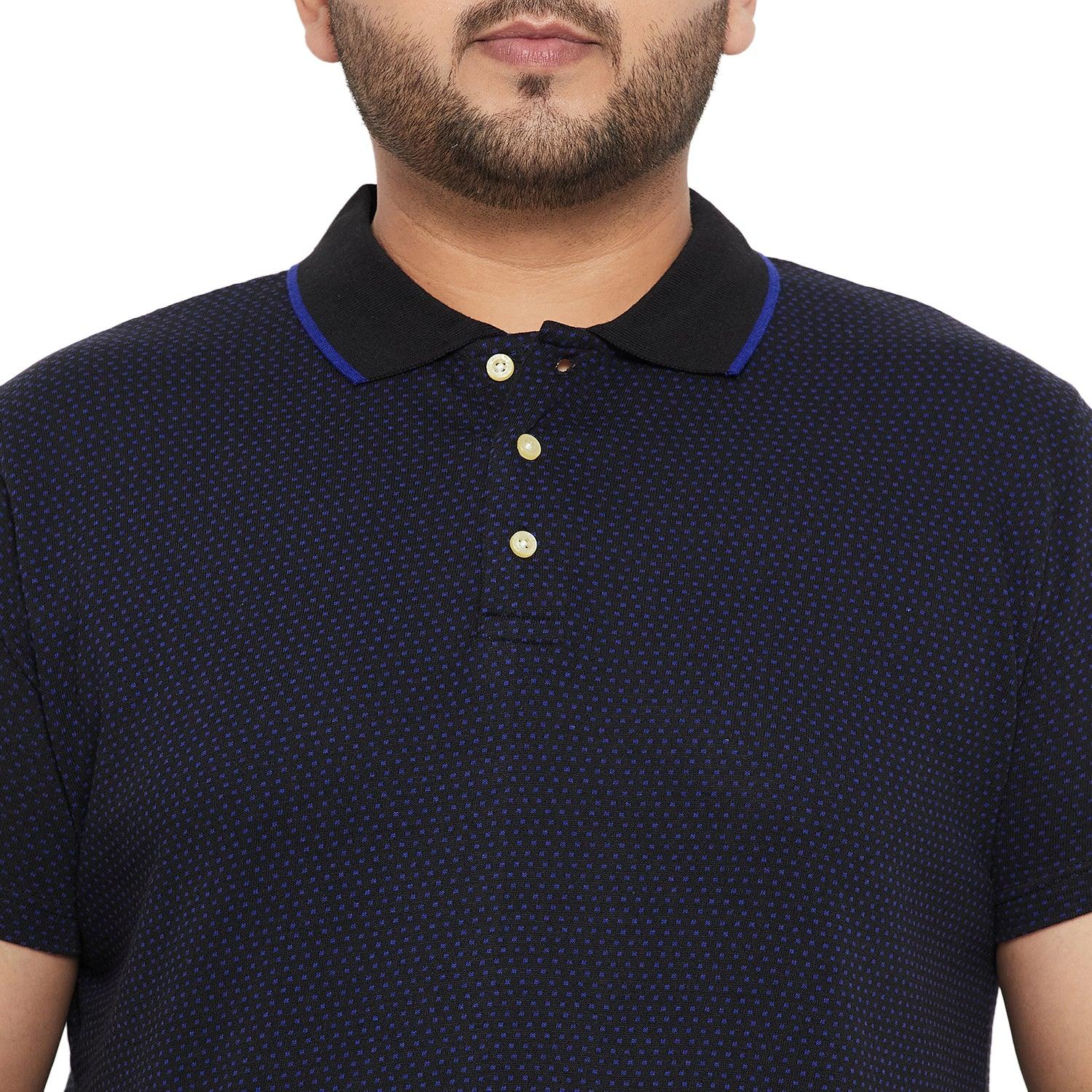 Men Plus Size Joy-Blue Textured Polo Tshirt - bigbanana