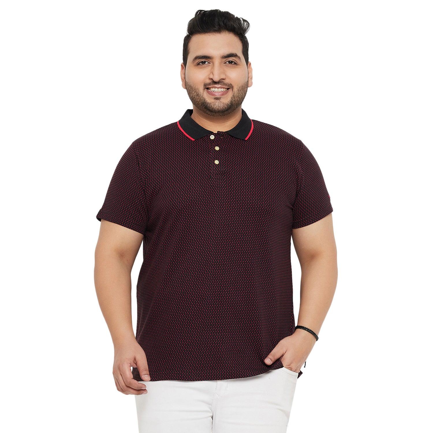 Men Plus Size Joy-Maroon Textured Polo Tshirt - bigbanana