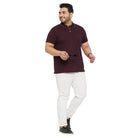 Men Plus Size Joy-Maroon Textured Polo Tshirt - bigbanana