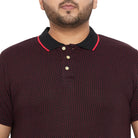 Men Plus Size Joy-Maroon Textured Polo Tshirt - bigbanana