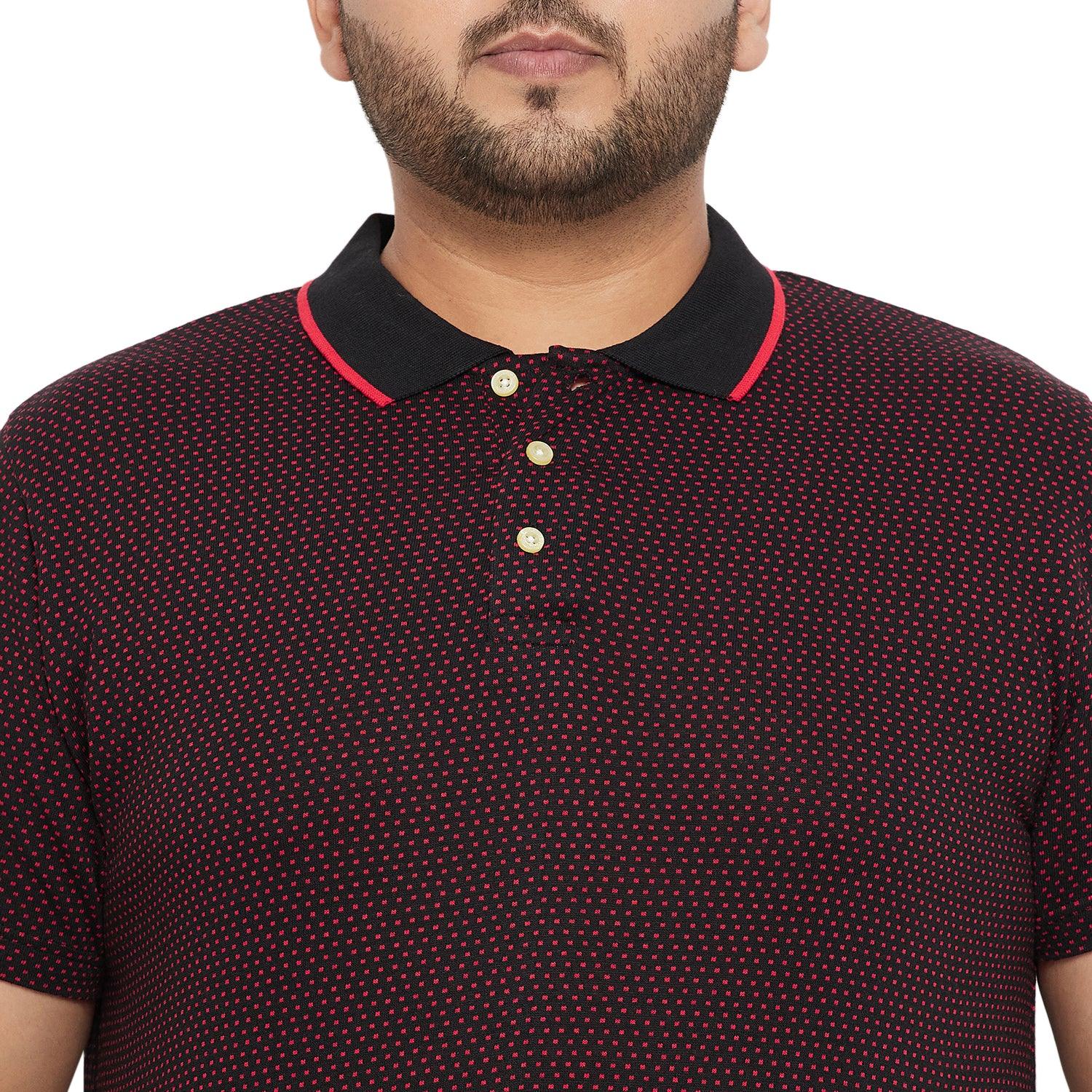 Men Plus Size Joy-Maroon Textured Polo Tshirt - bigbanana