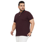 Men Plus Size Joy-Maroon Textured Polo Tshirt - bigbanana