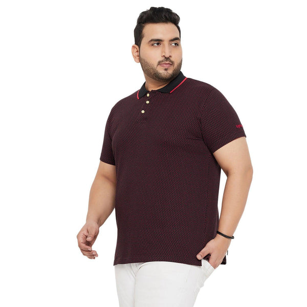 Men Plus Size Joy-Maroon Textured Polo Tshirt