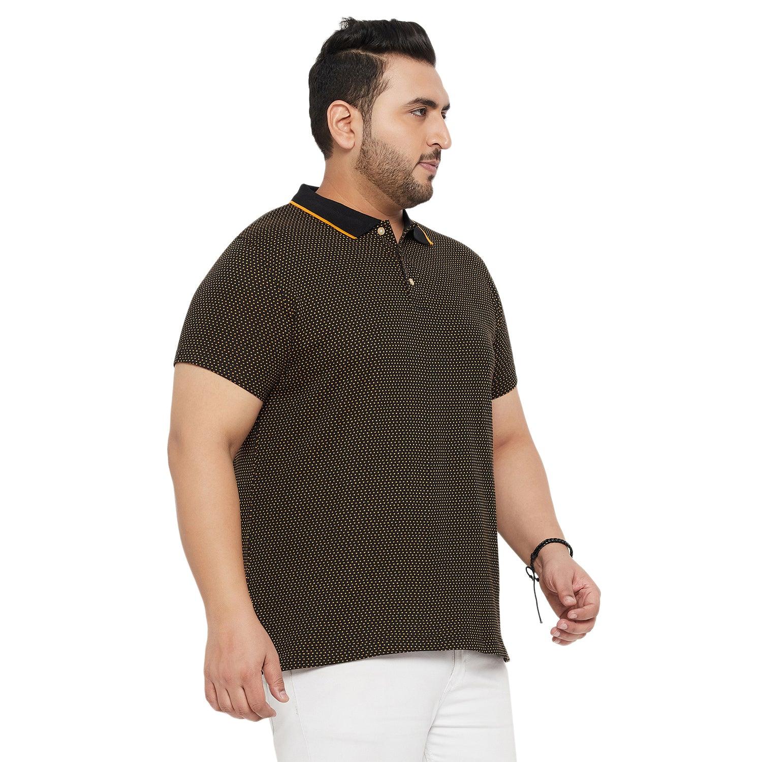 Men Plus Size Joy-Yellow Textured Polo Tshirt - bigbanana