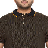 Men Plus Size Joy-Yellow Textured Polo Tshirt - bigbanana