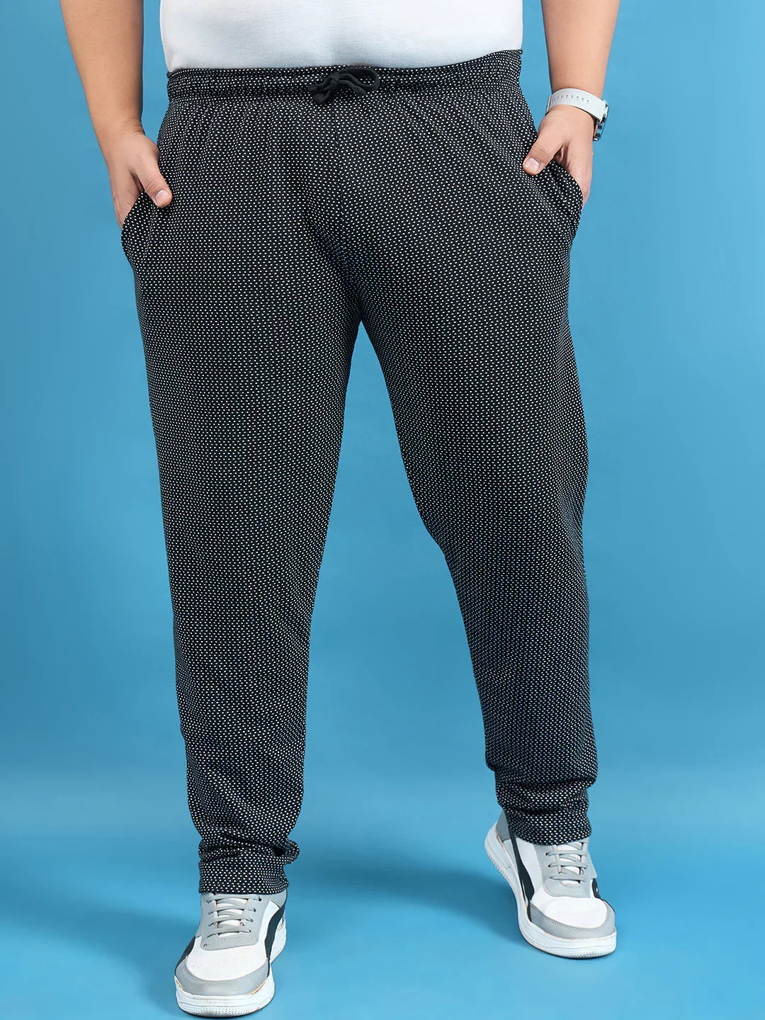 Men Plus Size Kadam Black Printed Trackpant