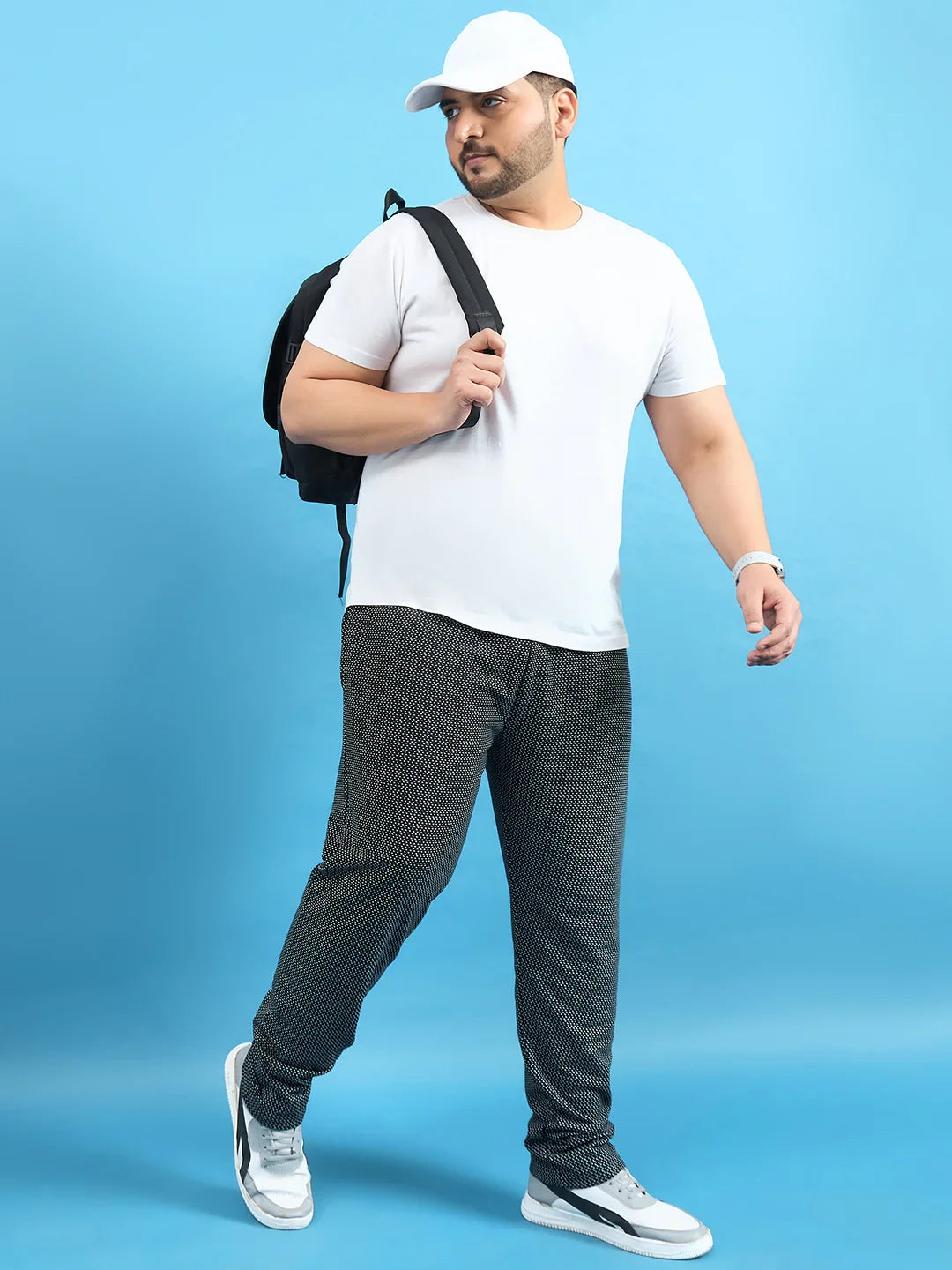 Men Plus Size Kadam Black Printed Trackpant