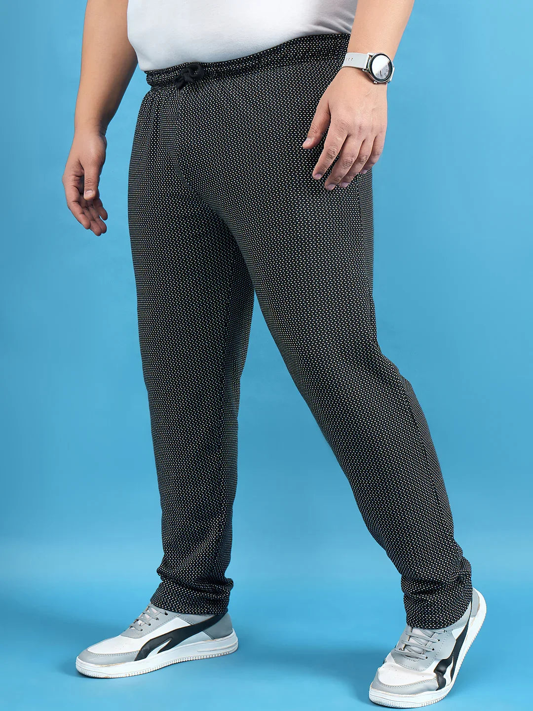 Men Plus Size Kadam Black Printed Trackpant