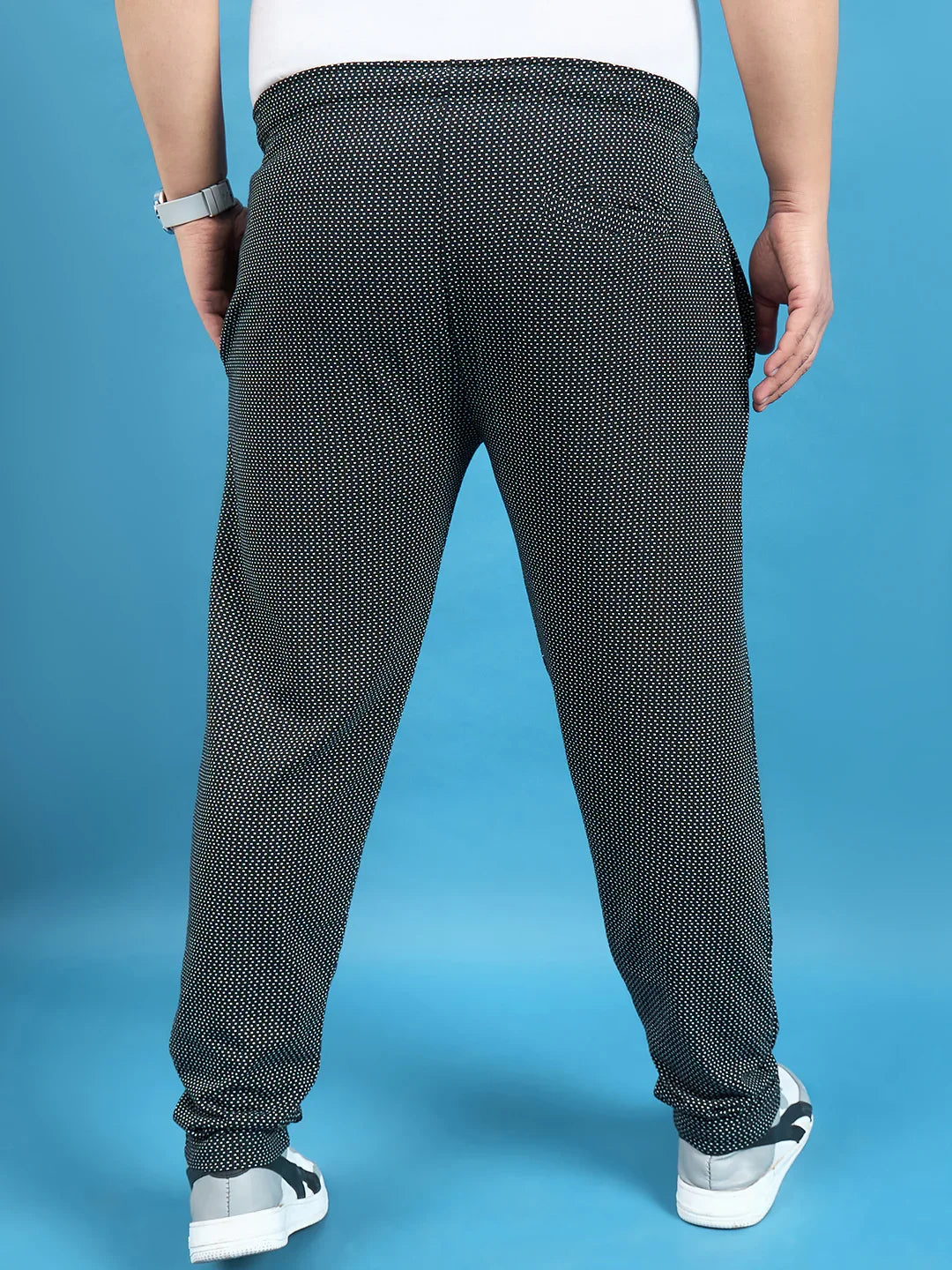 Men Plus Size Kadam Black Printed Trackpant