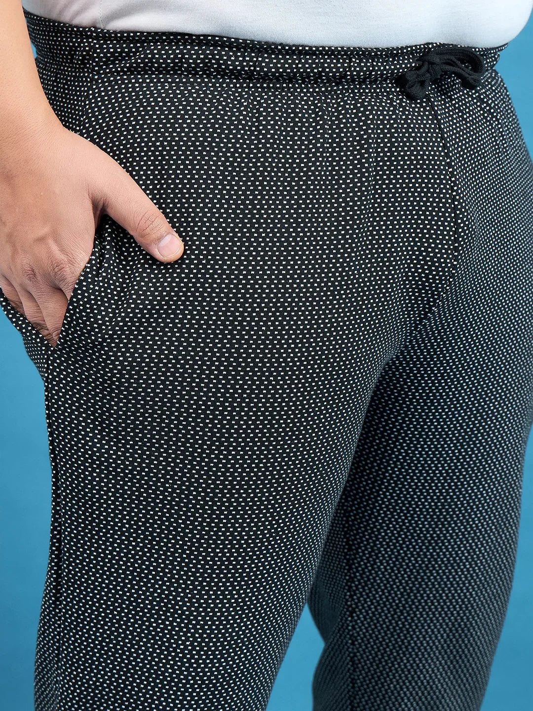 Men Plus Size Kadam Black Printed Trackpant