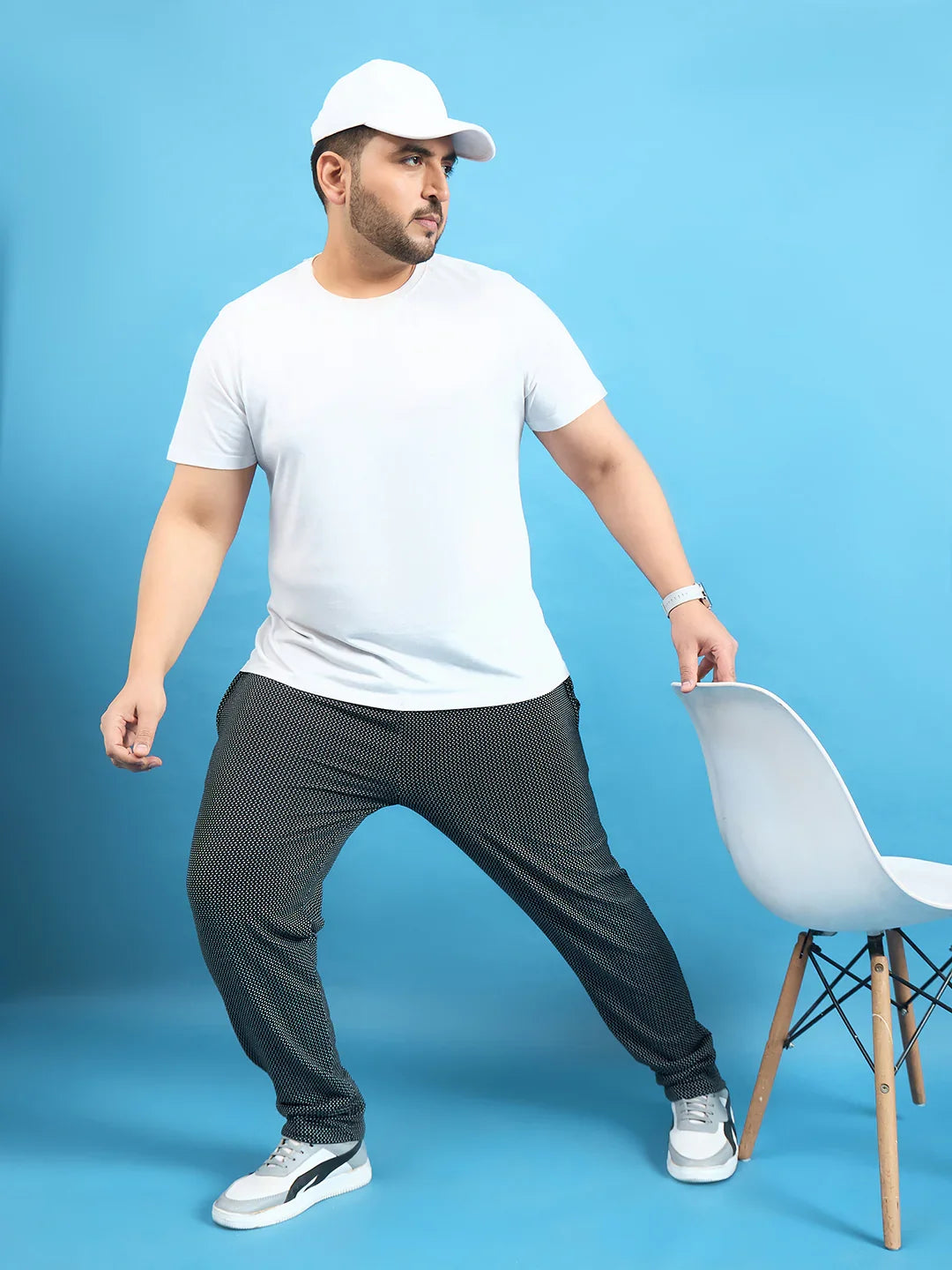 Men Plus Size Kadam Black Printed Trackpant