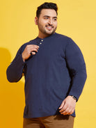 Men Plus Size Kate-10 Solid Henley Tshirt - bigbanana