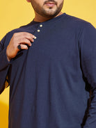 Men Plus Size Kate-10 Solid Henley Tshirt - bigbanana