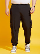 Men Plus Size Kelvin-Black Solid Trackpant - bigbanana