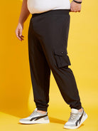 Men Plus Size Kelvin-Black Solid Trackpant - bigbanana