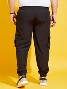 Men Plus Size Kelvin-Black Solid Trackpant - bigbanana