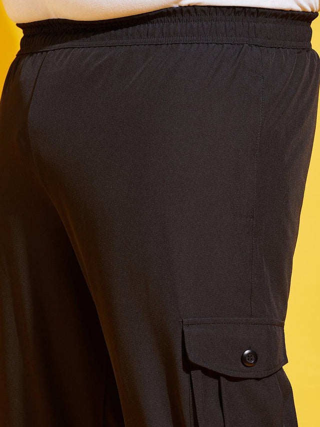 Men Plus Size Kelvin-Black Solid Trackpant - bigbanana