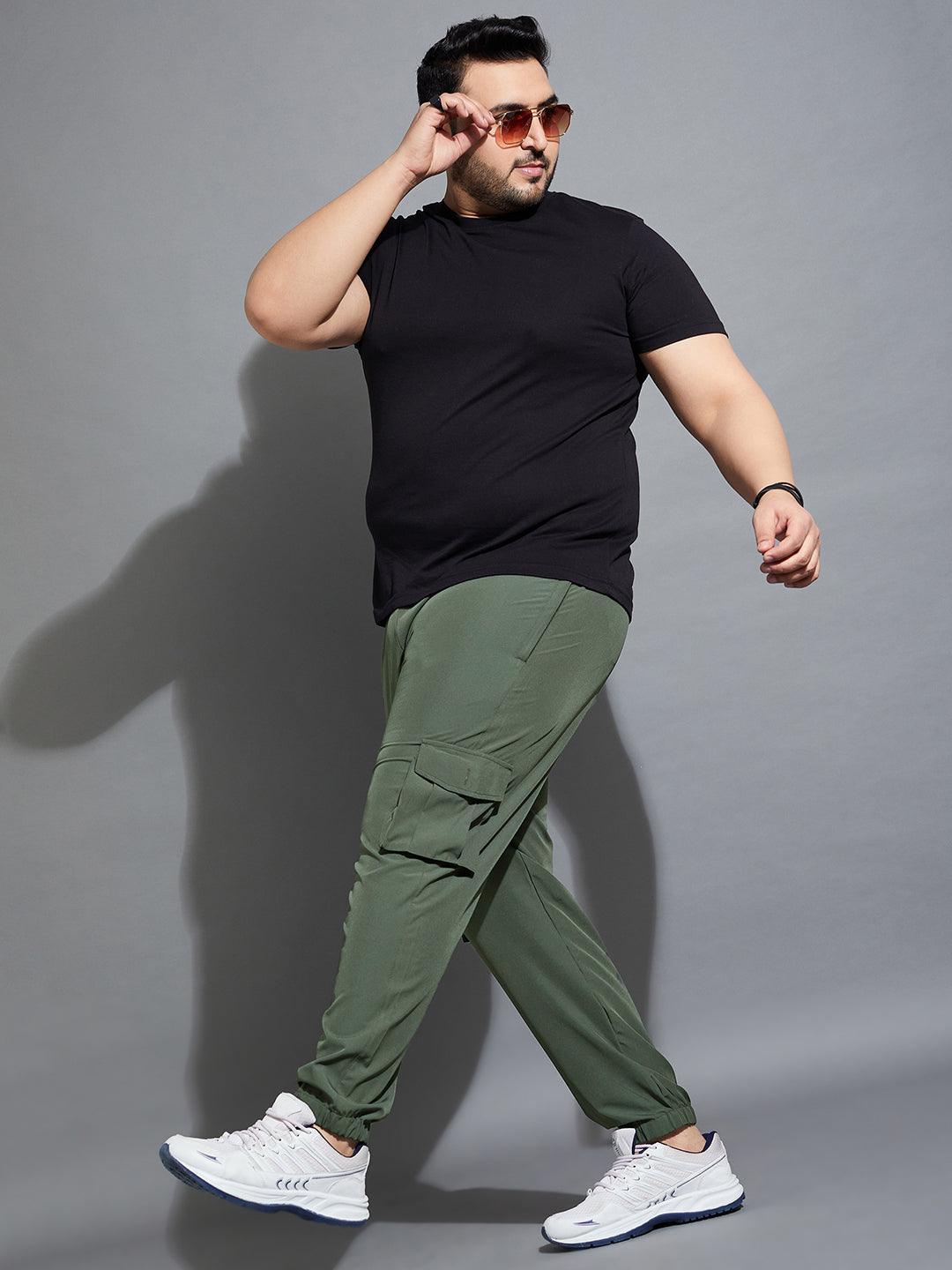 Men Plus Size Kelvin-Green Solid Trackpant - bigbanana