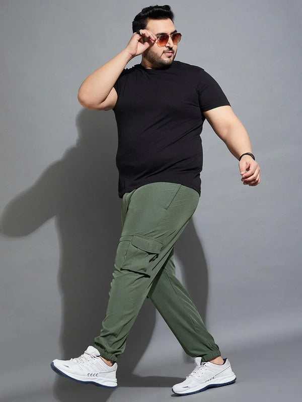 Men Plus Size Kelvin-Green Solid Trackpant