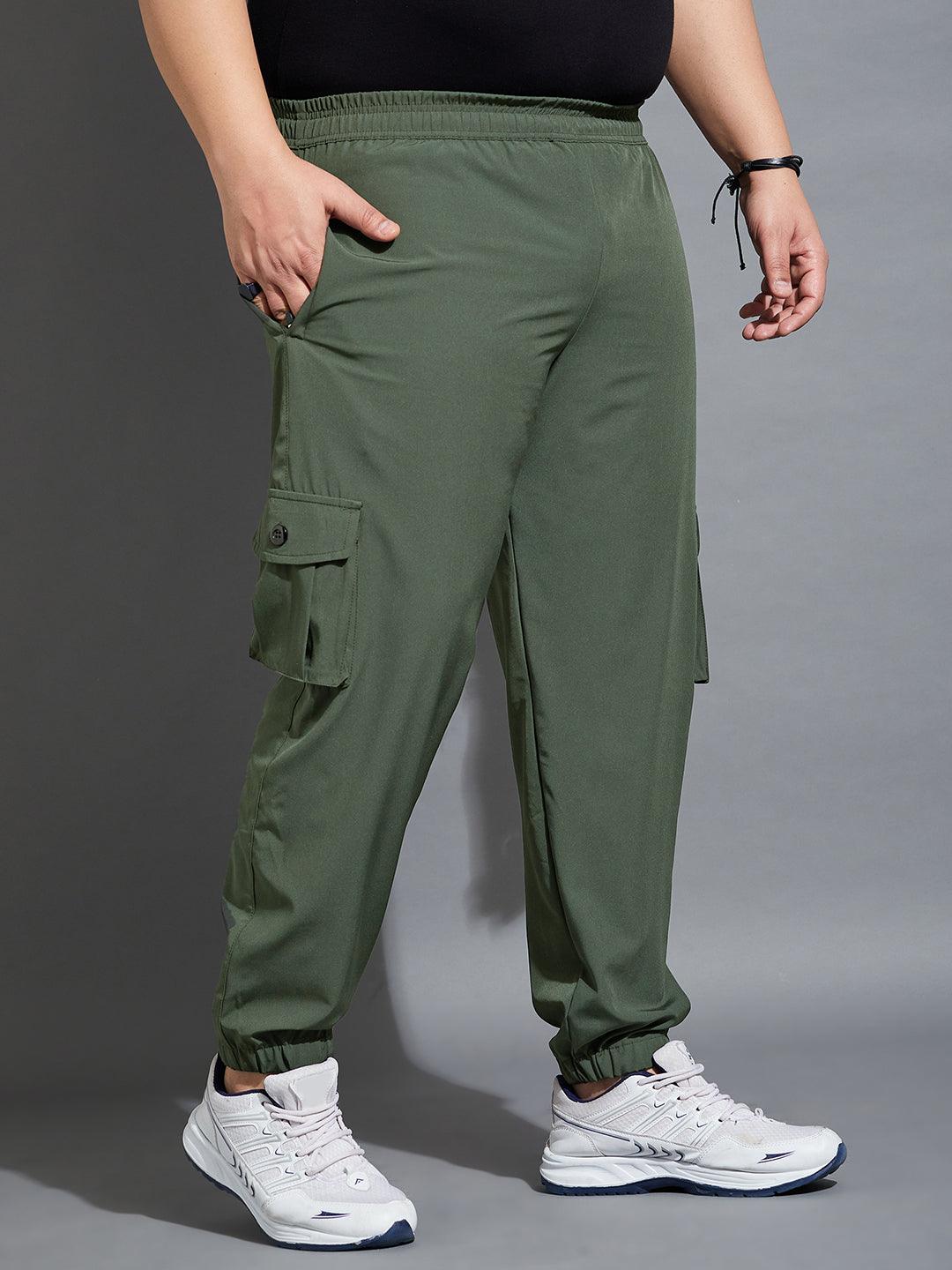 Men Plus Size Kelvin-Green Solid Trackpant - bigbanana