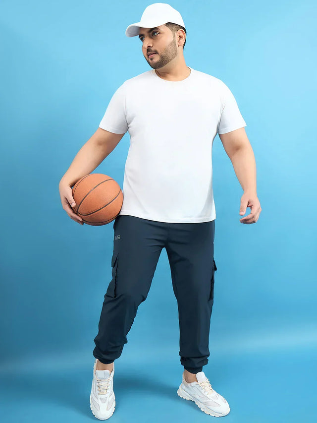 Men Plus Size Kelvin Navy Solid Trackpant - bigbanana