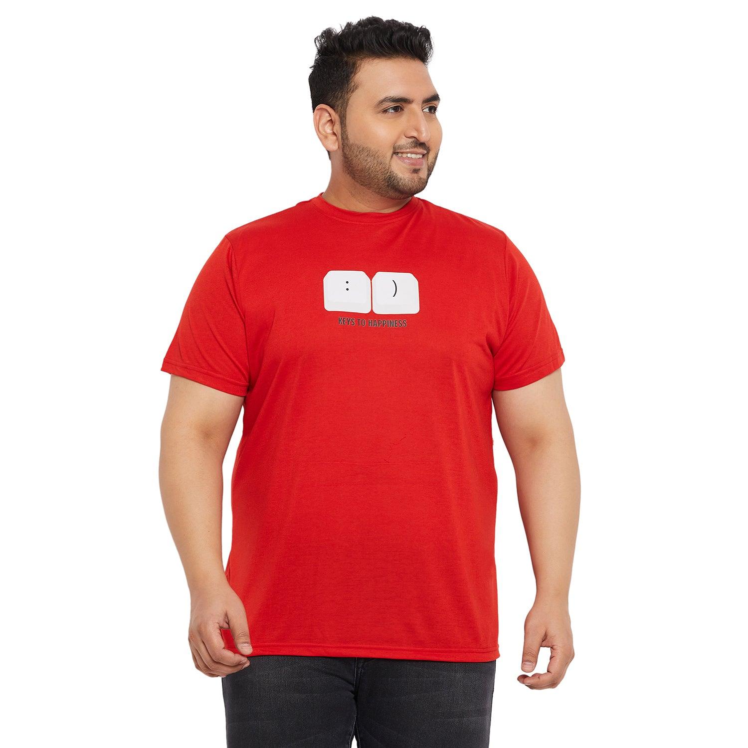 Men Plus Size Keys Printed Round Neck Tshirt - bigbanana