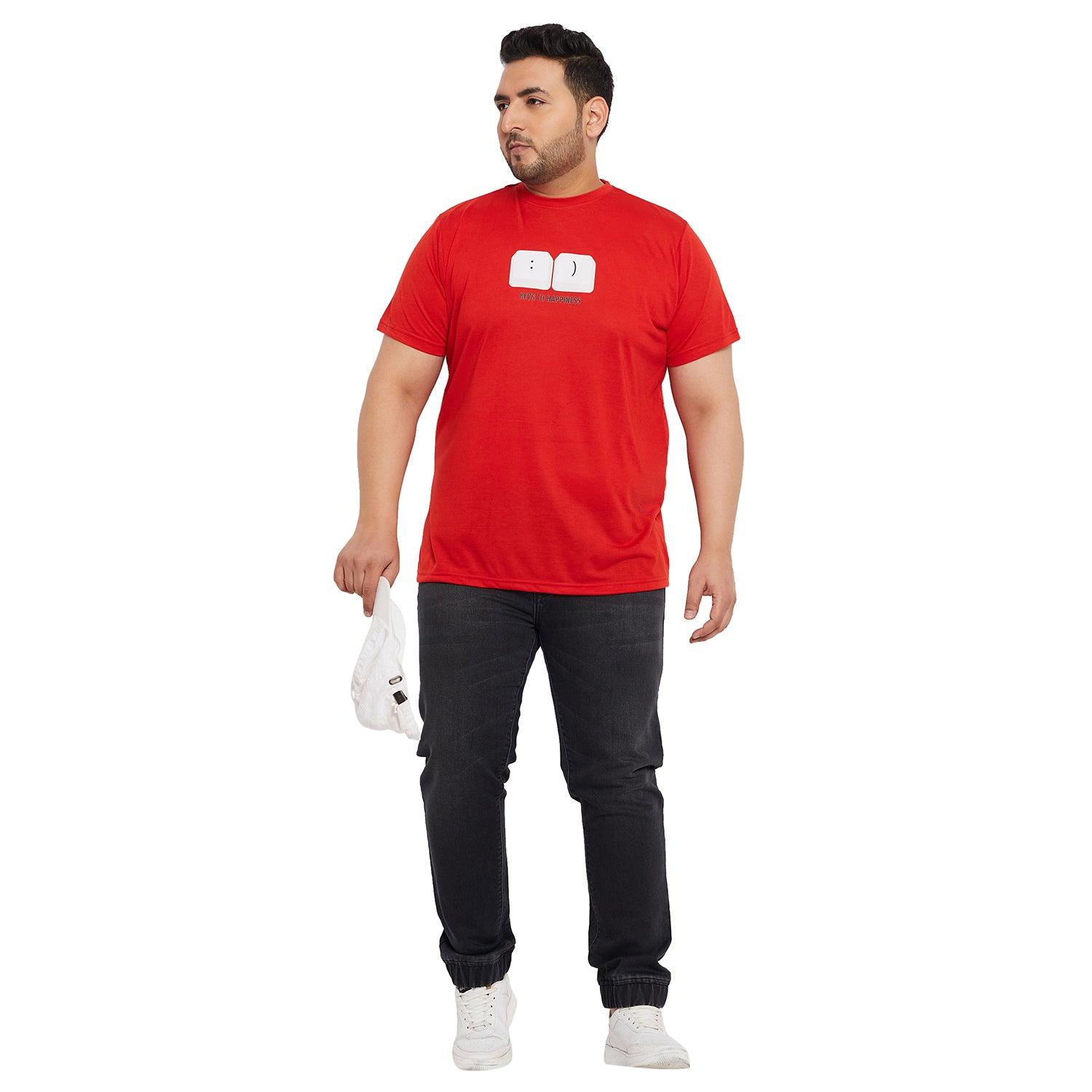 Men Plus Size Keys Printed Round Neck Tshirt - bigbanana