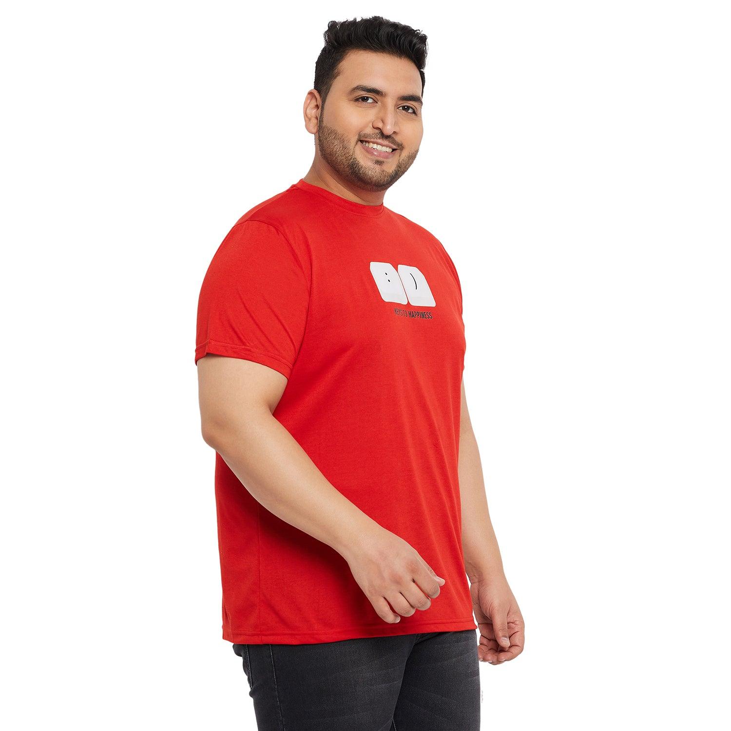 Men Plus Size Keys Printed Round Neck Tshirt - bigbanana