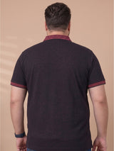 Men Plus Size Inklike Black Solid Polo