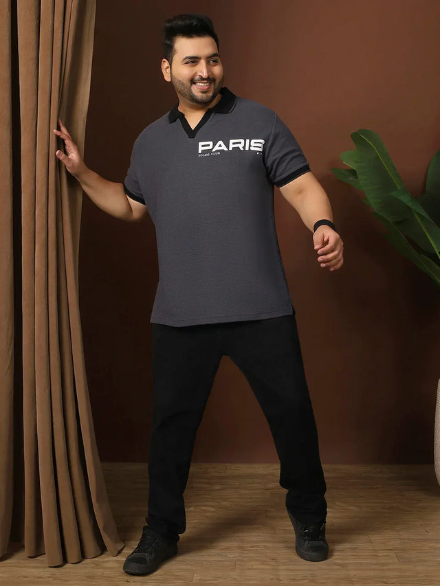 Men Plus Size Kronos Solid Grey Polo Tshirt - bigbanana