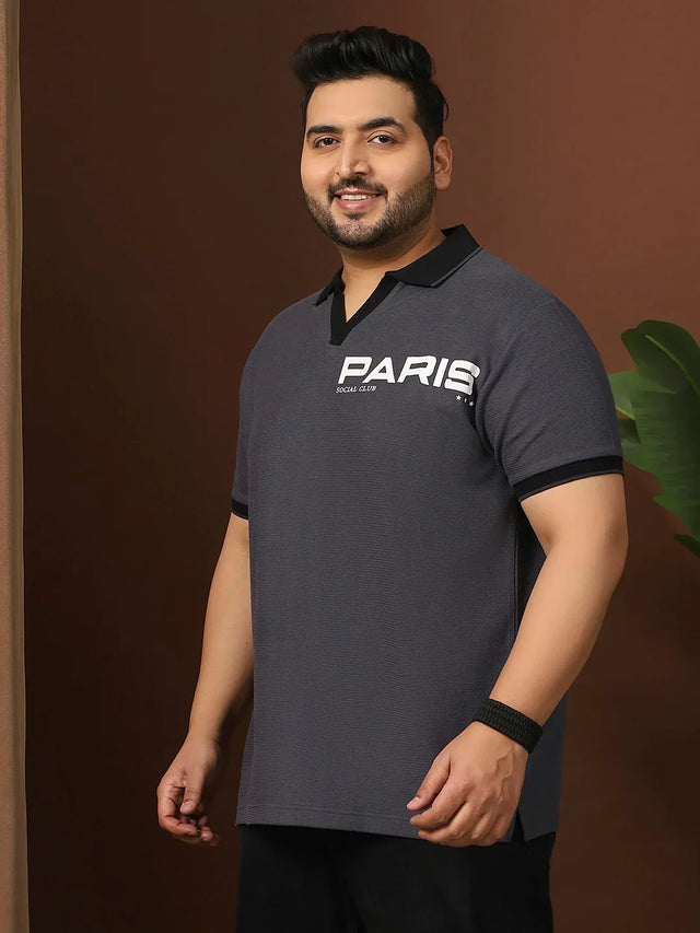 Men Plus Size Kronos Solid Grey Polo Tshirt - bigbanana