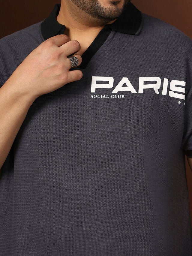 Men Plus Size Kronos Solid Grey Polo Tshirt - bigbanana