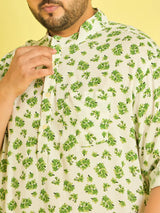 Men Plus Size Kunoy Floral Short Kurta - bigbanana