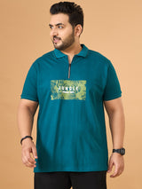 Men Plus Size Laguna Teal Printed Polo Tshirt