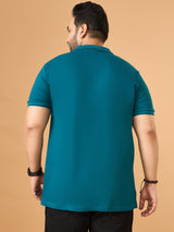 Men Plus Size Laguna Teal Printed Polo Tshirt