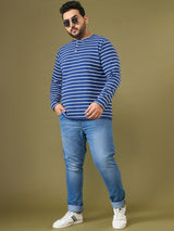 Men Plus Size Larvic Striped Henley Tshirt