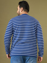 Men Plus Size Larvic Striped Henley Tshirt