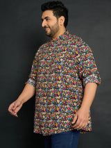 Men Plus Size Lasko Floral Short Kurta - bigbanana