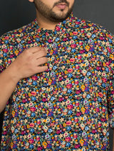 Men Plus Size Lasko Floral Short Kurta - bigbanana