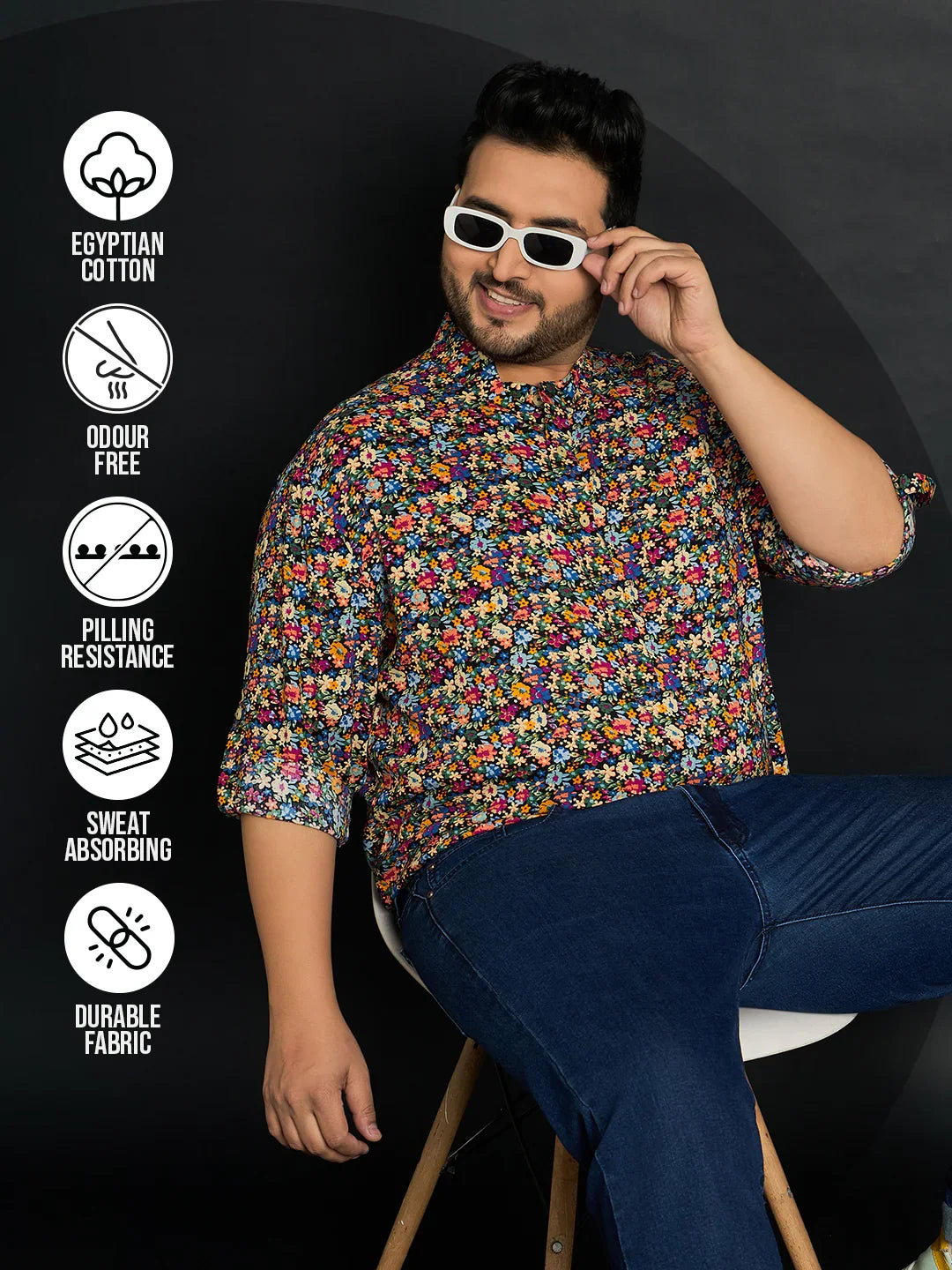 Men Plus Size Lasko Floral Short Kurta - bigbanana